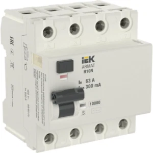 IEK ARMAT Выключатель дифференциального тока R10N 4P 63А 300мА тип AC-S - AR-R10N-4-063CS300 IEK ARMAT Выключатель дифференциального тока R10N 4P 63А 300мА тип AC-S - AR-R10N-4-063CS300