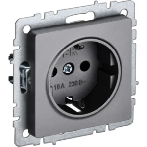 IEK BRITE Розетка 1-местная с заземлением с защитными шторками 16А РС14-1-0-БрС сталь - BR-R14-16-K46 IEK BRITE Розетка 1-местная с заземлением с защитными шторками 16А РС14-1-0-БрС сталь - BR-R14-16-K46
