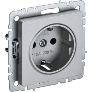 IEK BRITE Розетка 1-местная с заземлением с защитными шторками 16А РС14-1-0-БрА алюминий - BR-R14-16-K47 IEK BRITE Розетка 1-местная с заземлением с защитными шторками 16А РС14-1-0-БрА алюминий - BR-R14-16-K47