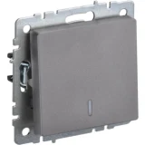 IEK BRITE Выключатель 1-клавишный с индикацией 10А ВС10-1-1-БрС сталь