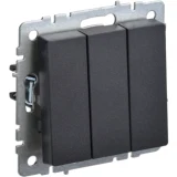 IEK BRITE Выключатель 3-клавишный 10А ВС10-3-0-БрЧ черный