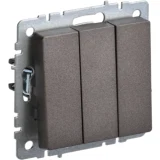 IEK BRITE Выключатель 3-клавишный 10А ВС10-3-0-БрТБ темная бронза