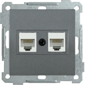 IEK Розетка 2-местная компьютерная РК10-2-Б RJ45 Cat5e BOLERO антрацит - EKB25-K95 IEK Розетка 2-местная компьютерная РК10-2-Б RJ45 Cat5e BOLERO антрацит - EKB25-K95