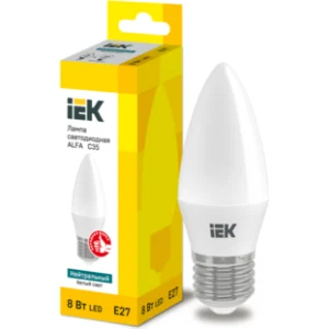 IEK Лампа светодиодная ALFA C35 свеча 8Вт 230В 4000К E27 - LLA-C35-8-230-40-E27 IEK Лампа светодиодная ALFA C35 свеча 8Вт 230В 4000К E27 - LLA-C35-8-230-40-E27