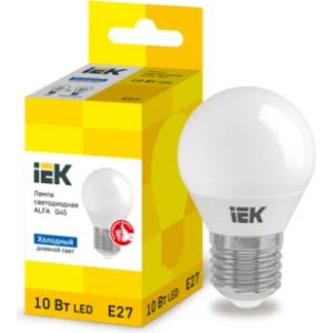 IEK Лампа светодиодная ALFA G45 шар 10Вт 230В 6500К E27 - LLA-G45-10-230-65-E27 IEK Лампа светодиодная ALFA G45 шар 10Вт 230В 6500К E27 - LLA-G45-10-230-65-E27
