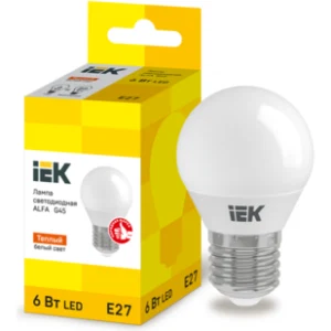 IEK Лампа светодиодная ALFA G45 шар 6Вт 230В 3000К E27 - LLA-G45-6-230-30-E27 IEK Лампа светодиодная ALFA G45 шар 6Вт 230В 3000К E27 - LLA-G45-6-230-30-E27