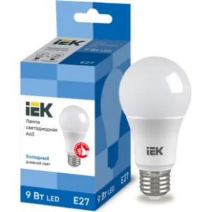 IEK Лампа светодиодная A60 шар 9Вт 230В 6500К E27 - LLE-A60-9-230-65-E27 IEK Лампа светодиодная A60 шар 9Вт 230В 6500К E27 - LLE-A60-9-230-65-E27