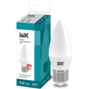 IEK Лампа светодиодная C35 свеча 9Вт 230В 4000К E27 - LLE-C35-9-230-40-E27 IEK Лампа светодиодная C35 свеча 9Вт 230В 4000К E27 - LLE-C35-9-230-40-E27