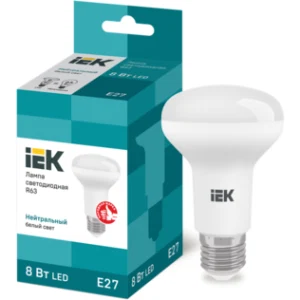 IEK Лампа светодиодная R63 рефлектор 8Вт 230В 4000К E27 - LLE-R63-8-230-40-E27 IEK Лампа светодиодная R63 рефлектор 8Вт 230В 4000К E27 - LLE-R63-8-230-40-E27