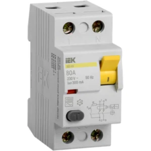 IEK Выключатель дифференциальный (УЗО) ВД1-63 2Р 80А 300мА - MDV10-2-080-300 IEK Выключатель дифференциальный (УЗО) ВД1-63 2Р 80А 300мА - MDV10-2-080-300