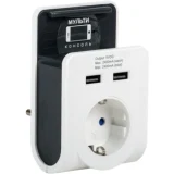 IEK Адаптер Т-02/01 1 место 2P+PE 16А 2хUSB 2,4А с подставкой белый
